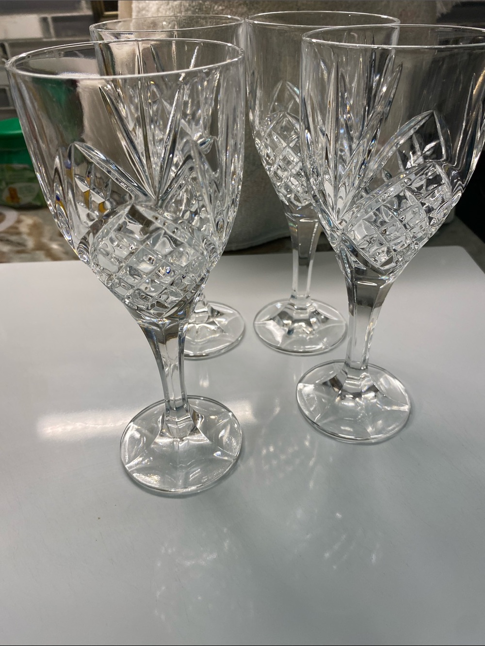 Set of 4 Godinger Dublin Crystal 8" Water Goblets / Wine Glasses – Excellent Con